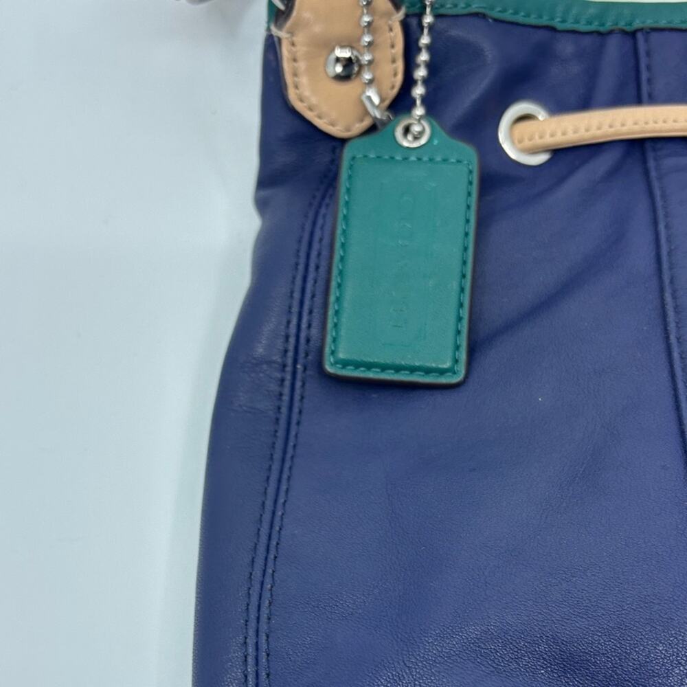 Coach Navy and Green Leather Shoulder Bag - Picture 6 of 6